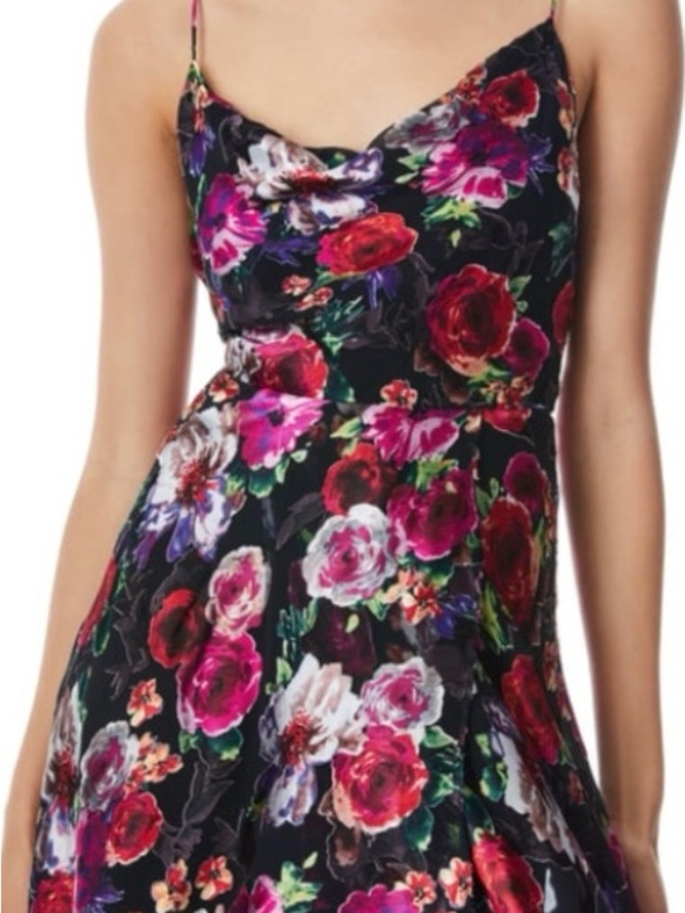 ALICE + OLIVIA Christina
Floral High-Low Dress burnt velvet